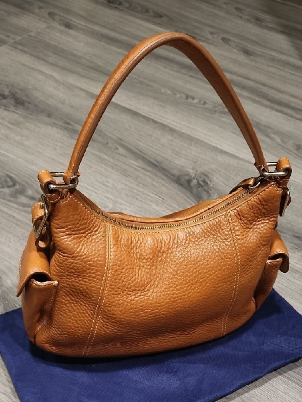 Dooney & Bourke Pebbled Leather Shoulder Bag in Cognac Brown - Picture 4 of 11